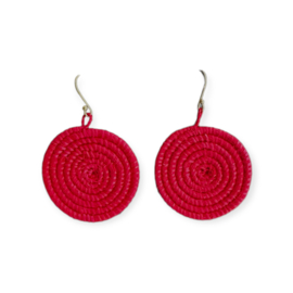 Sisal Disc Oorbellen Rood