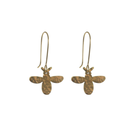 Hammered Brass Bee Earrings
