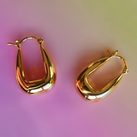 Drop Saddle Hoop Earrings Gold