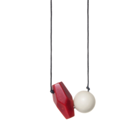 Tagua Geo Two Necklace Red