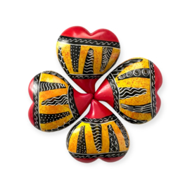 Curved Heart Kisii steen Rood/Geel