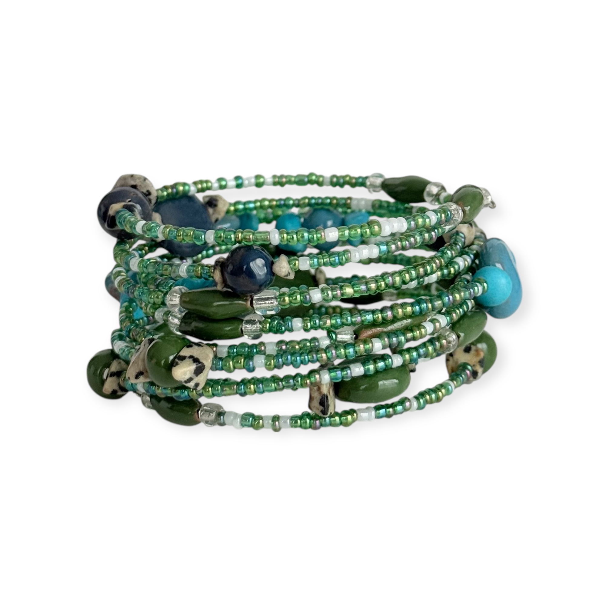Funky Spiral Mix Armband Mixed Green