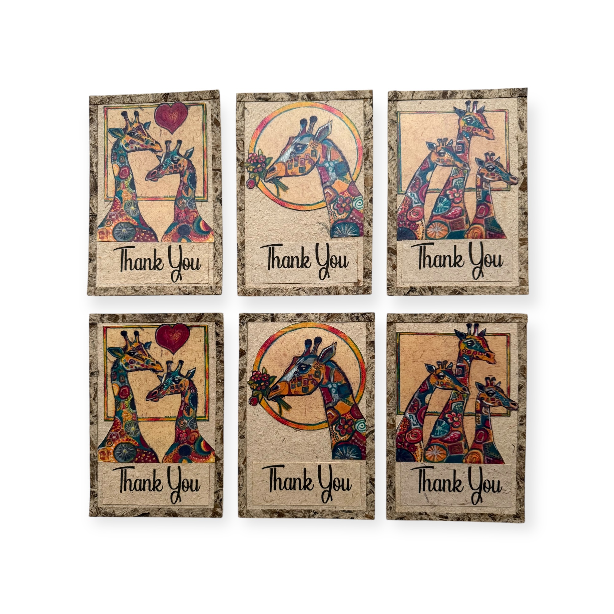 Wenskaarten Thank You set van 6 kaarten