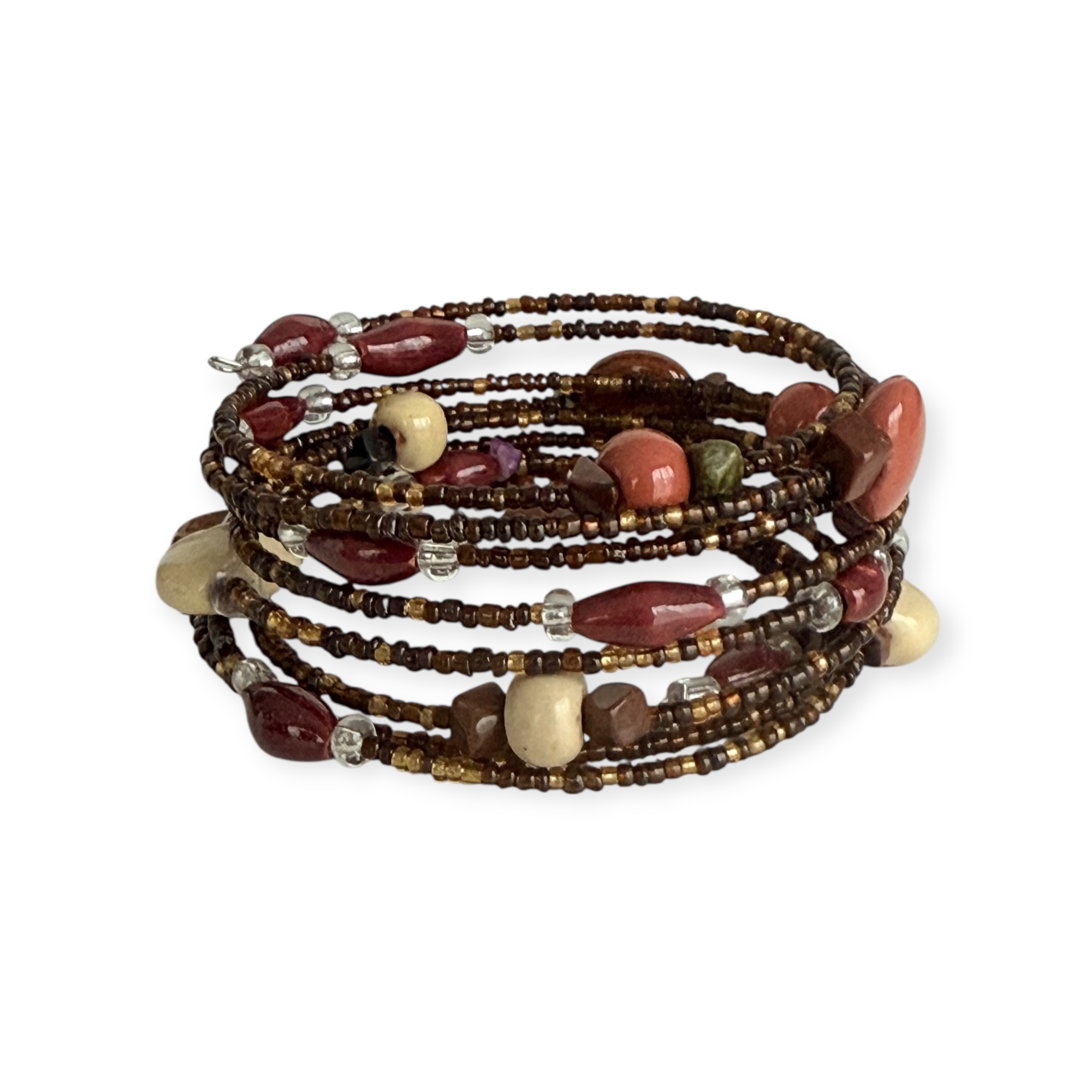 Funky Spiral Mix Armband Mixed Brown