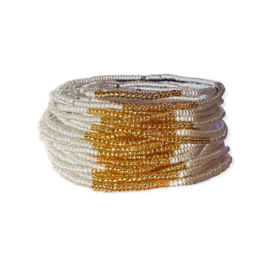 Masai Kralen Armbandje TwinTone White Gold