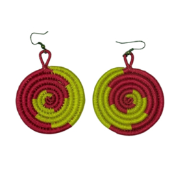 Sisal Disc Oorbellen Multi Color B Large