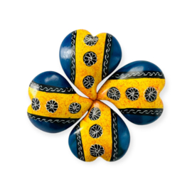 Curved Heart Kisii steen Blauw/Geel