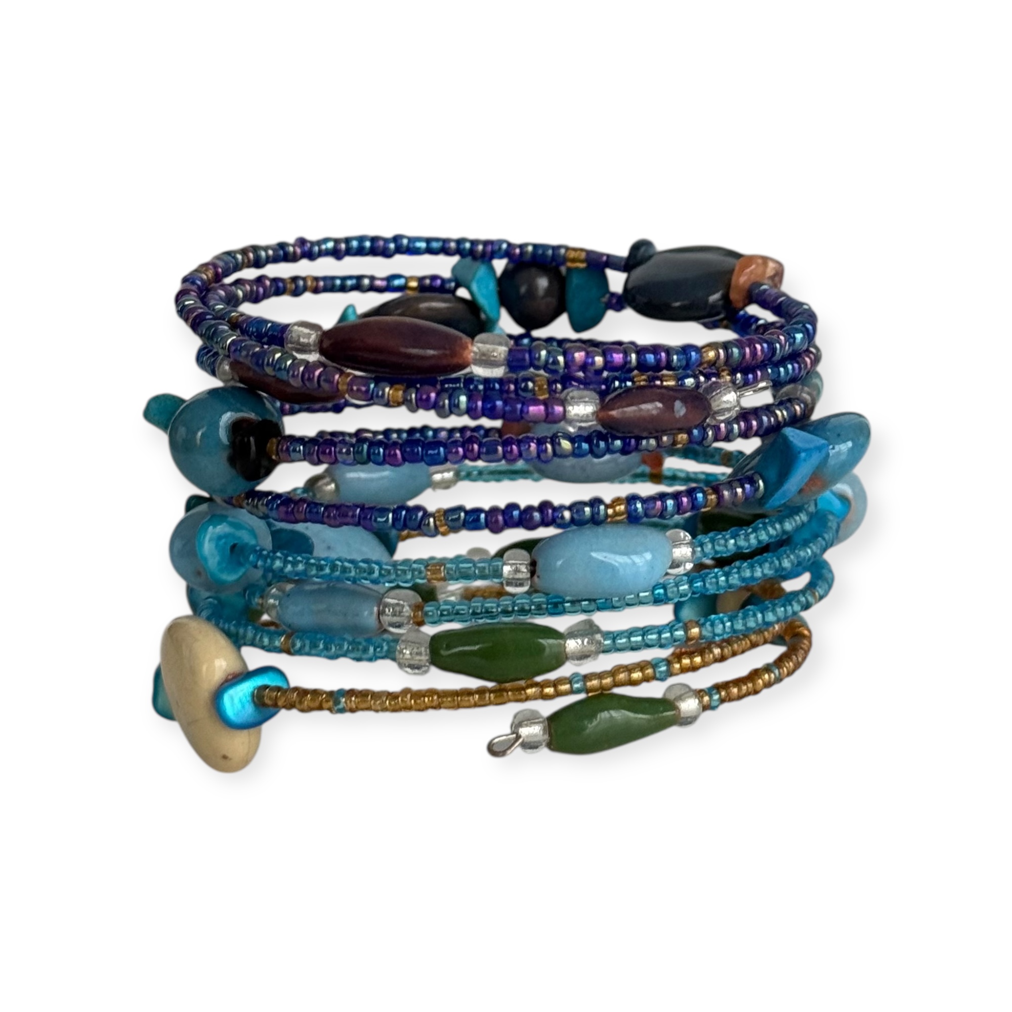Funky Spiral Mix Armband Mixed Blue