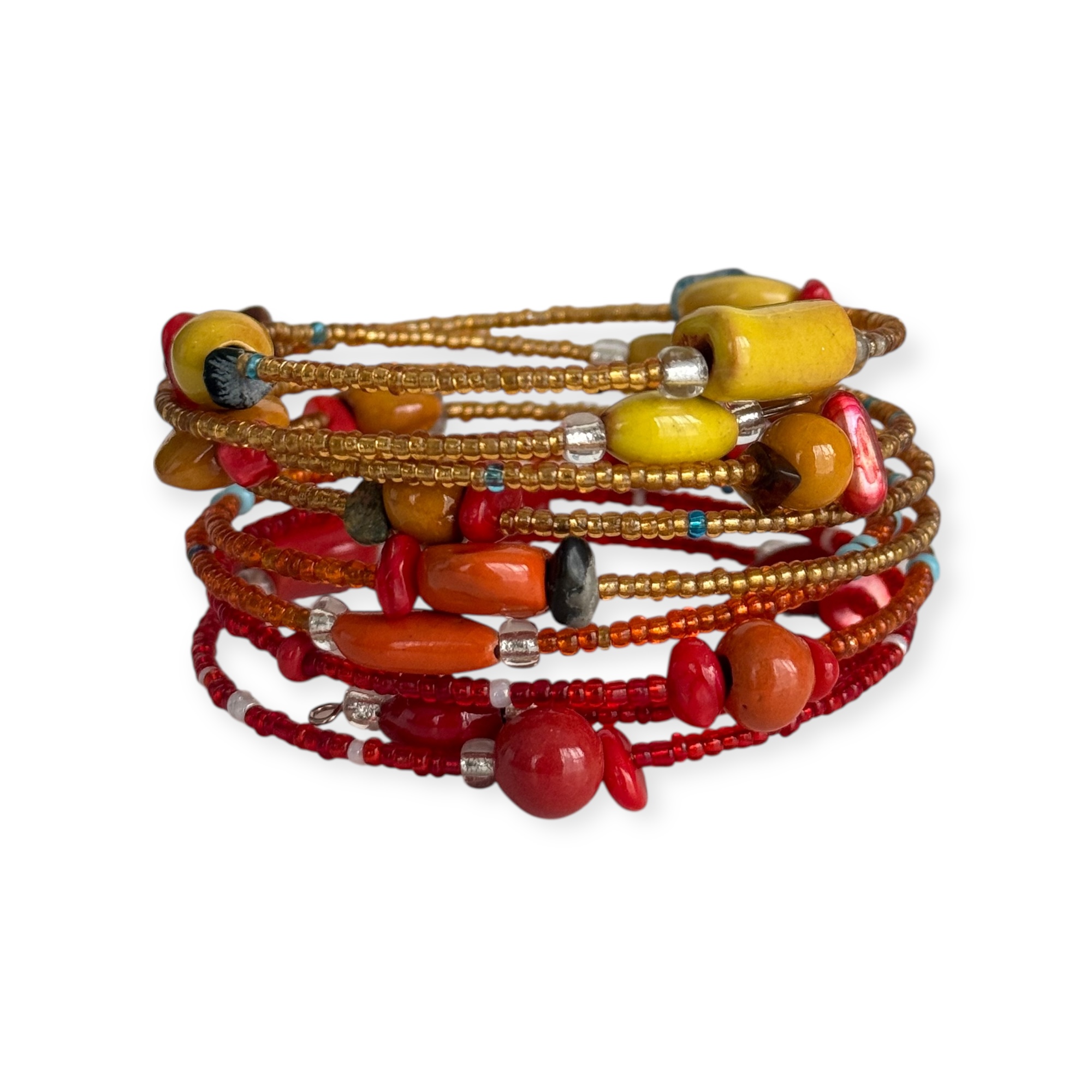 Funky Spiral Mix Armband Mixed Red
