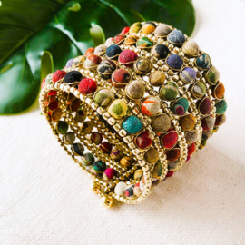 Kantha Beaded Grid Cuff