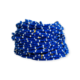 Masai Kralen Armbandje Blanc Bleu 5 Bleu