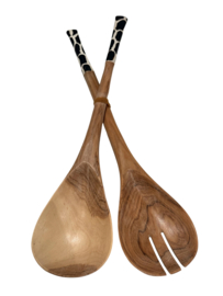 Luxe Olive Wood Spoon Set Black & White