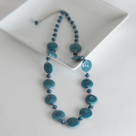 Wilobo Long Necklace Blue & Black