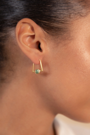 Deco Square Agate Hoop Earrings Gold