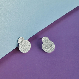 Textured Link Stud Earrings Silver