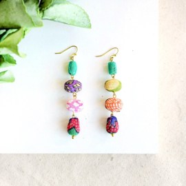 Pebbled Kantha Drop Earrings