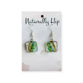 Fused Glass Earrings Square 15