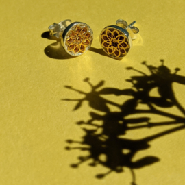 Mandala Gold and Silver Stud Earrings