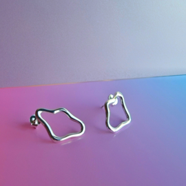 Squiggle Stud Earrings Silver