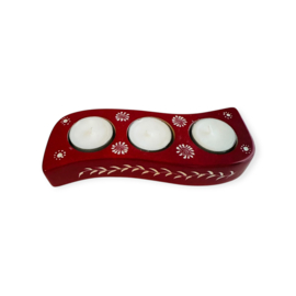 Waxinelicht Kisii steen 3 lights Rood