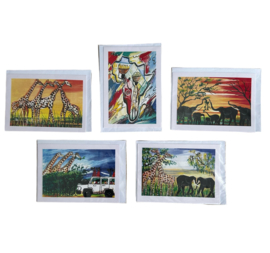 Wenskaarten set van 5 kaarten Safari