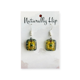 Fused Glass Earrings Square 18