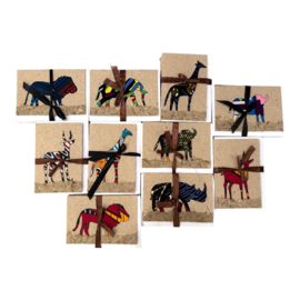 Wenskaarten Safari Animals set van 6 kaarten