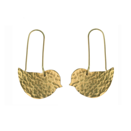Hammered Brass Lovebirds Earrings