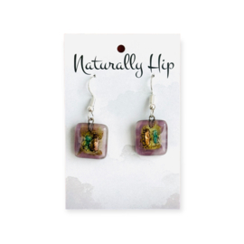 Fused Glass Earrings Square 14