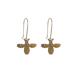 Hammered Brass Bee Earrings