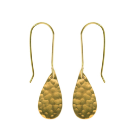 Hammered Brass Raindrop Earrings
