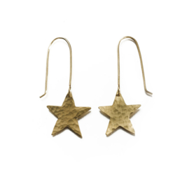 Hammered Brass Star Earrings