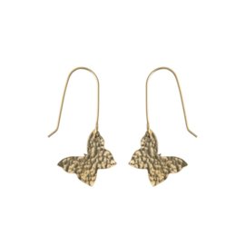 Hammered Brass Butterfly Earrings