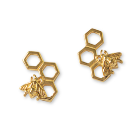 Gold Bumble Bee Stud Earrings