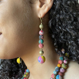 Glimmering Kantha Linear Earrings