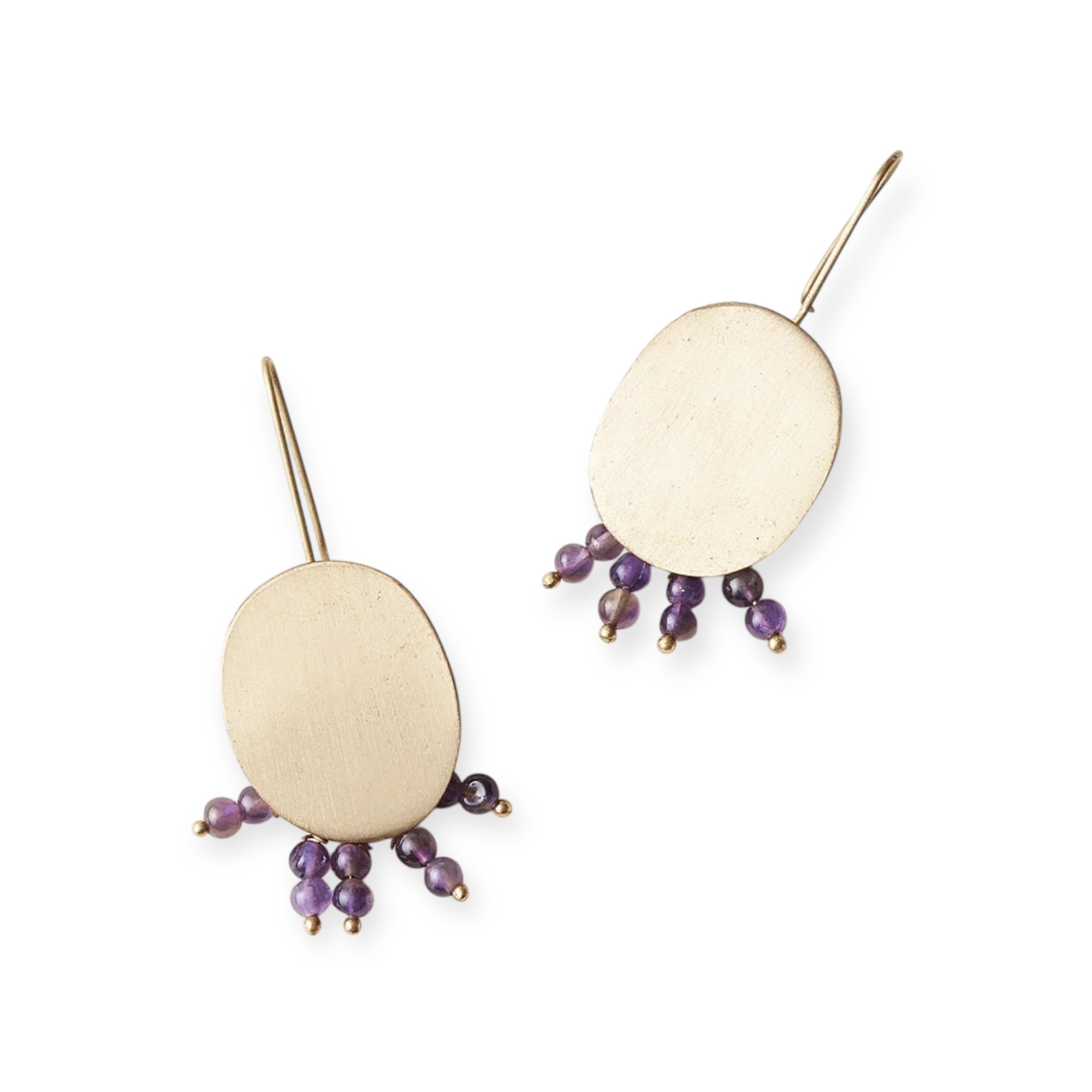 Earrings Jambumani Amethyst Beaded Drop