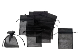 Set van 10 Kadozakjes Organza Zwart 16,5 x 12 cm