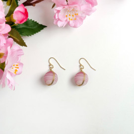 Marbled Glass Drop Earrings - Rose