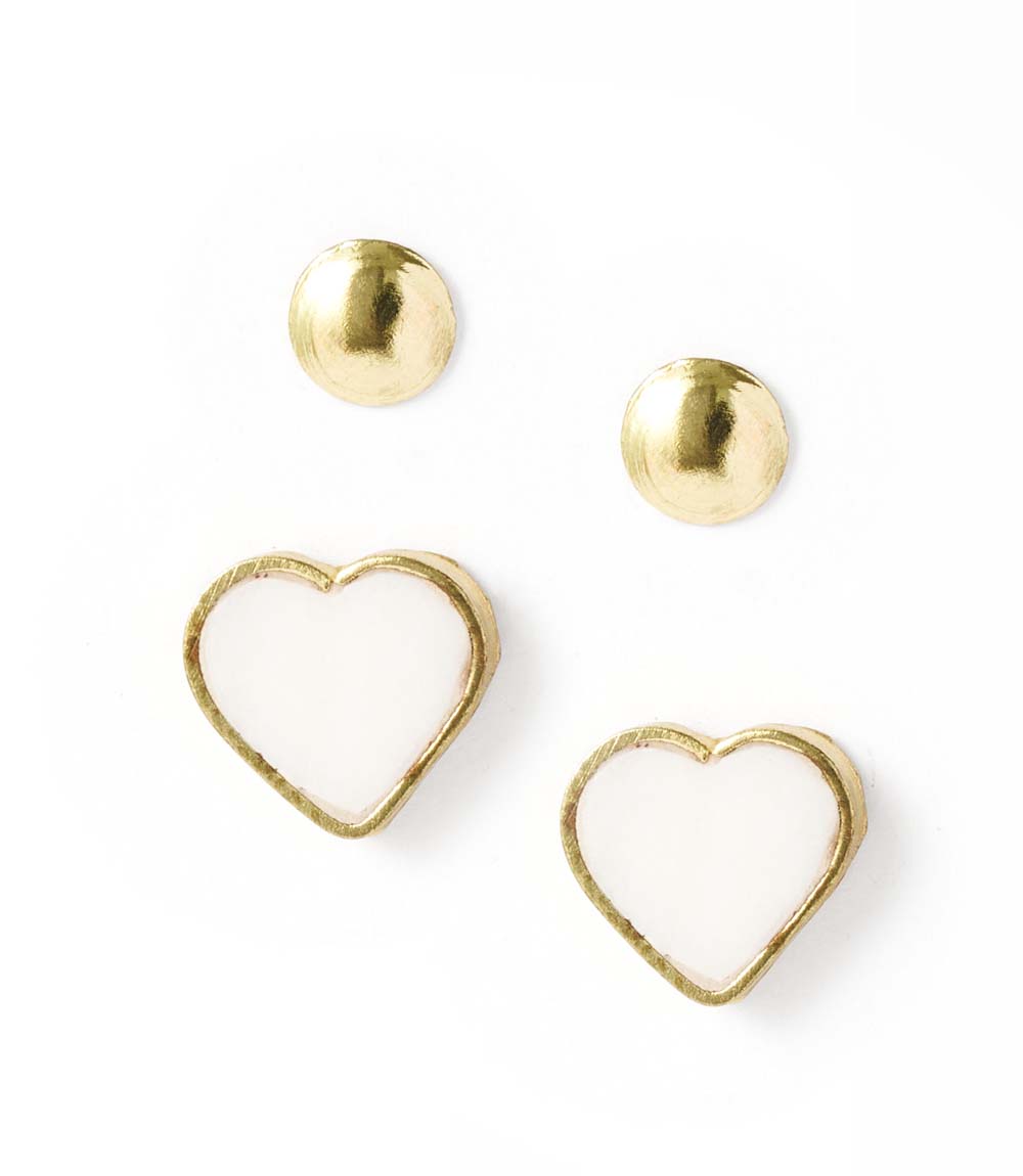 Earring Rajani Heart Mother of Pearl Set of 2