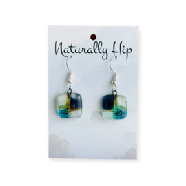 Fused Glass Earrings Square 29