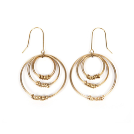 Brass Ribbon Triple Hoop Earrings