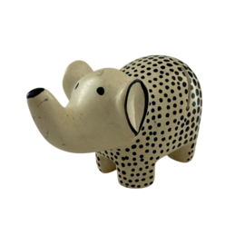Kaarthouder Olifant Kisii steen Zwart/Wit