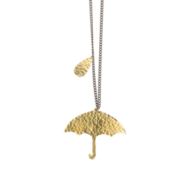 Hammered Brass Umbrella Necklace