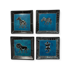 Vierkant Schaaltje Animals Kisii steen Blauw