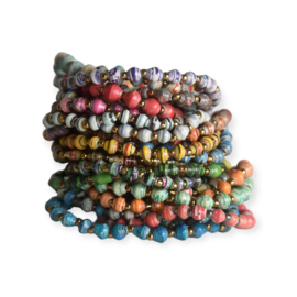 Stretch Bracelet Paper Beads Mixed Colours