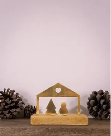 Mangohouten Kerst Decoratie met waxinelichtje