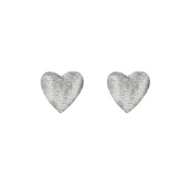 Full Heart Ear Studs - Sterling Silver