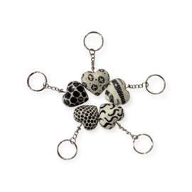 Sleutelhanger Hart Kisii steen Black & White
