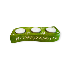 Waxinelicht Kisii steen 3 lights Groen