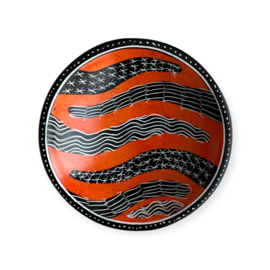 Rond Schaaltje Waves Kisii steen Oranje